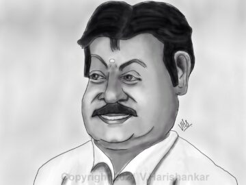 Portrait caricature of Actor Politician Vijaykanth